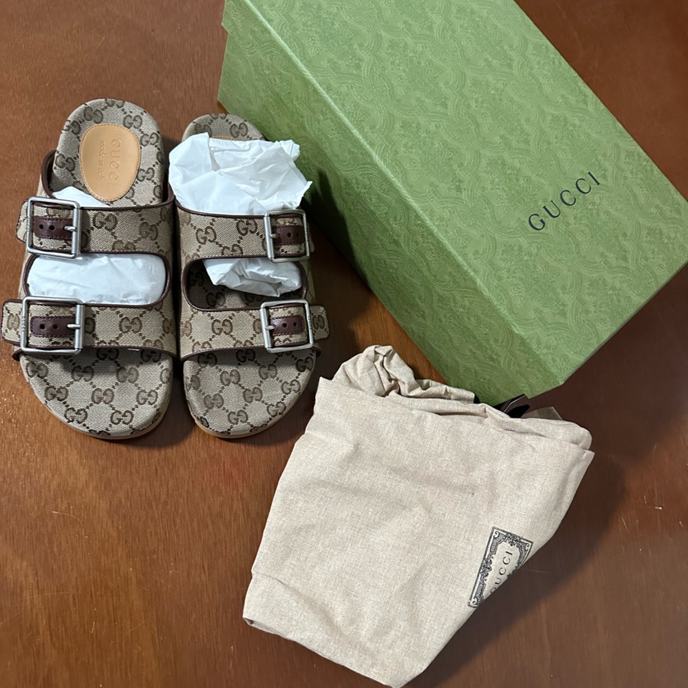 Gucci dad sandals tried on